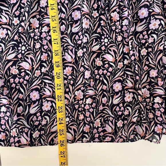 J. Crew Ditsy Flortal Crinkle Chiffon Top Size 3X Navy Flowy Loose Boho Cottage - Picture 10 of 13